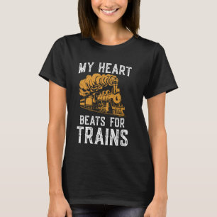 Camiseta Locomotiva A Vapor Meu Coração Bata Para Traços De