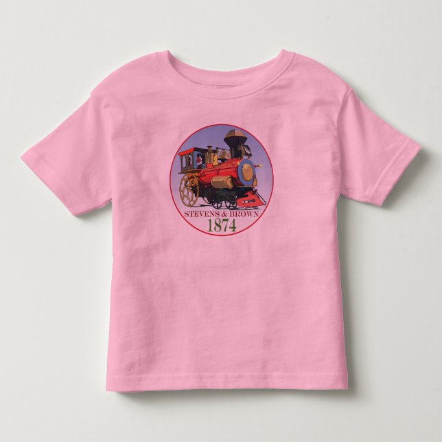 Camiseta Locomotiva de Brinquedos Stevens & Brown (Frente)