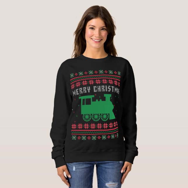 Camiseta Locomotiva de Comboio Suor de Natal Feio (Frente Completa)