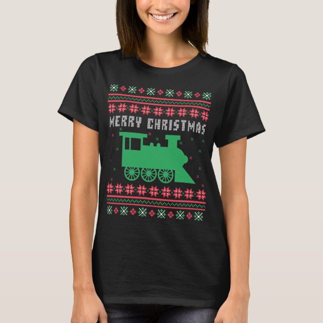 Camiseta Locomotiva de Comboio Suor de Natal Feio (Frente)