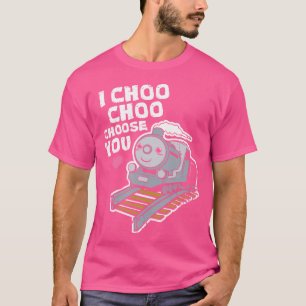 Camiseta Locomotiva do Dia de os namorados do trem Eu escol