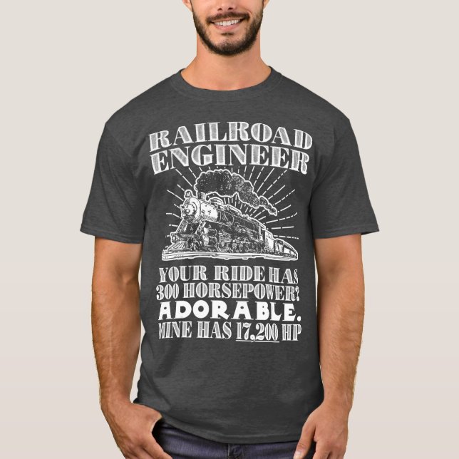 Camiseta Locomotiva Engraçada de Engenheiro de Caminho de F (Frente)