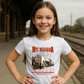 Camiseta Locomotiva NYC Niagara a vapor com bandeira americ