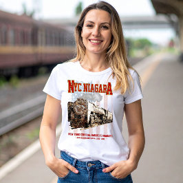 Camiseta Locomotiva NYC Niagara a vapor com bandeira americ