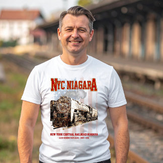Camiseta Locomotiva NYC Niagara a vapor com bandeira americ