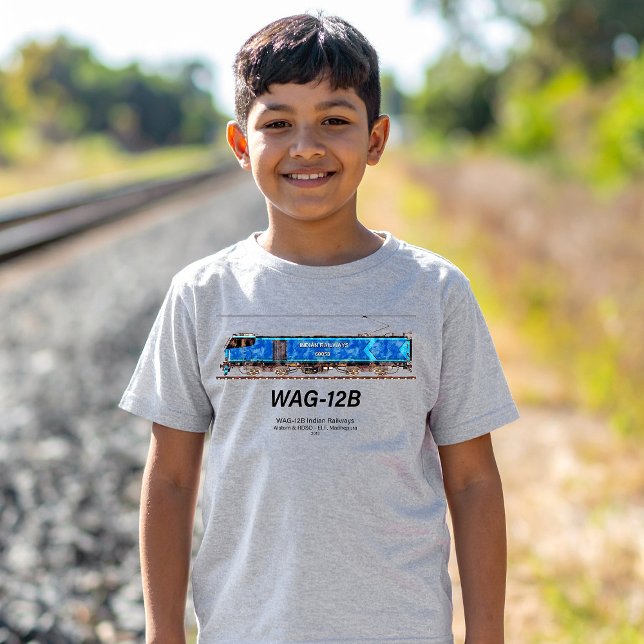 Camiseta Locomotiva WAG-12B. Caminho de ferro da Índia (WAG-12B Locomotive. Indian Railways freight train. Boy Basic T-Shirt)