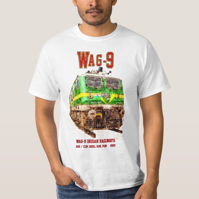 Camiseta Locomotiva WAG-9. Caminho de ferro da Índia (Frente)