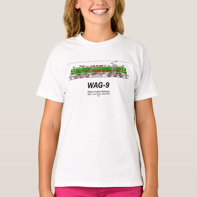 Camiseta Locomotiva WAG-9. Caminho de ferro da Índia (Frente)