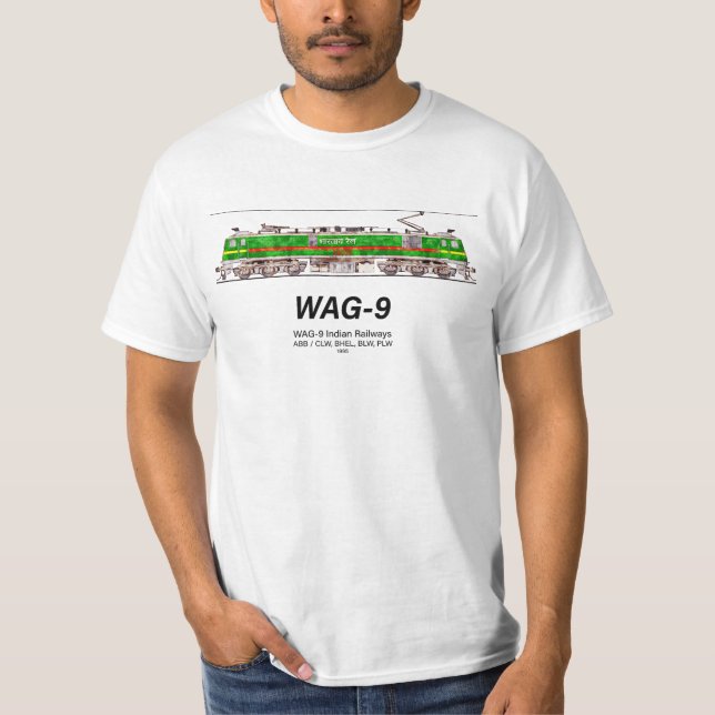 Camiseta Locomotiva WAG-9. Caminho de ferro da Índia (Frente)