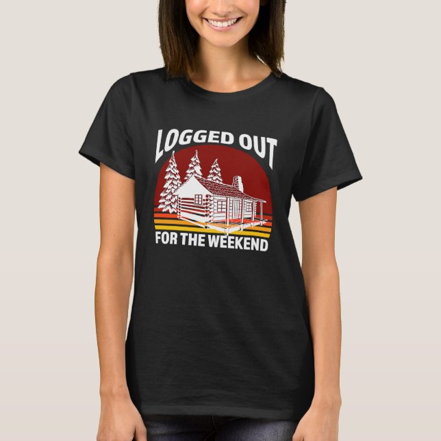 Camiseta Log Cabin Mountain Life Pine Trees Campfire Logged (Frente)