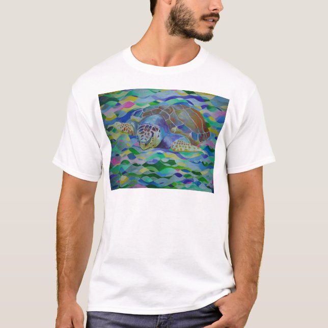 Camiseta Loggerhead Turtle Colorida Art (Frente)