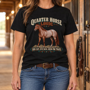 Camiseta Lógica de Cavalo Quarto de Milha Ruano Vermelho Hu