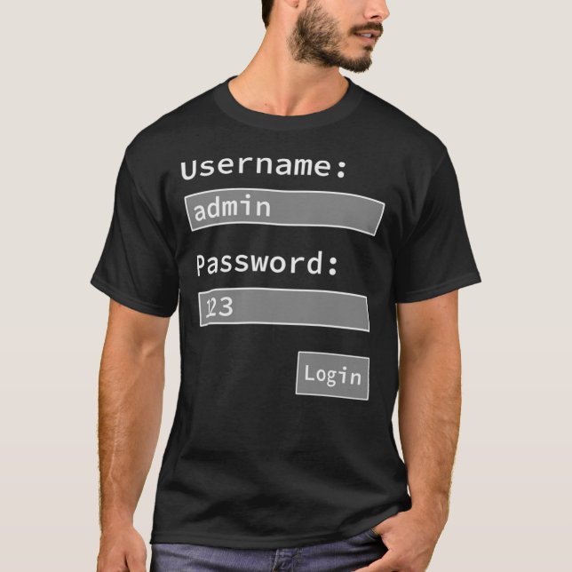Camiseta Login Form, Username Admin Password 123, Software  (Frente)
