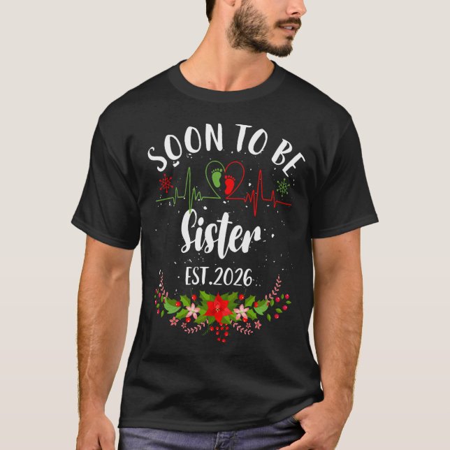 Camiseta Logo de Irmã 2026 Anúncio de Primeira Gravidez (Frente)