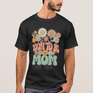 Camiseta Logo de Mãe 2026 Esperando Bebê Gravidez Flor Silv