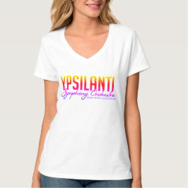 Camiseta Logótipo a cores do pescoço feminino em branco