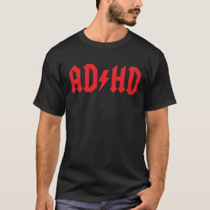 Camiseta Logotipo ACDC de Banda Clássica ADHD Redesign Red2