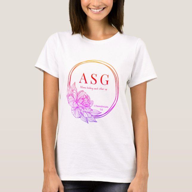 Camiseta Logotipo ASG em pinks e laranjas (nome no verso) (Frente)