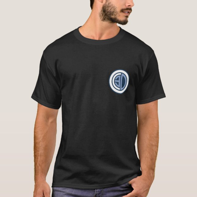 Camiseta Logotipo azul/branco de OC3D - parte dianteira & (Frente)