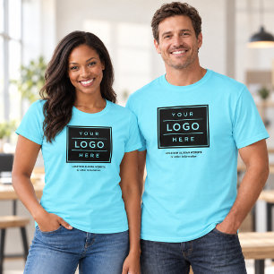 Camiseta Logotipo Azul de Negócios Nome da Empresa Promo