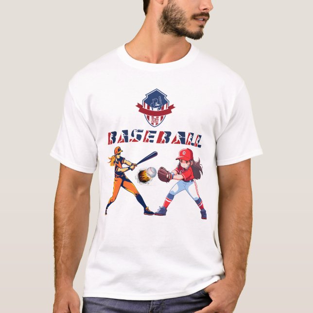 Camiseta Logotipo Baseball, Design de Esporte Personalizado (Frente)