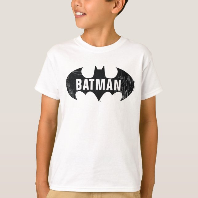 Camiseta Logotipo Bat Com Etapa De Gotham (Frente)