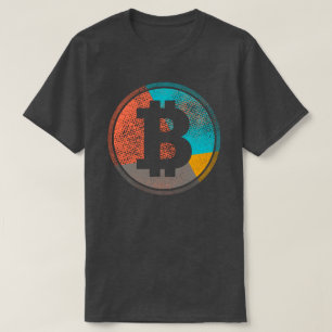 Camiseta Logotipo Bitcoin Pastel Pop Art Meios-Tons