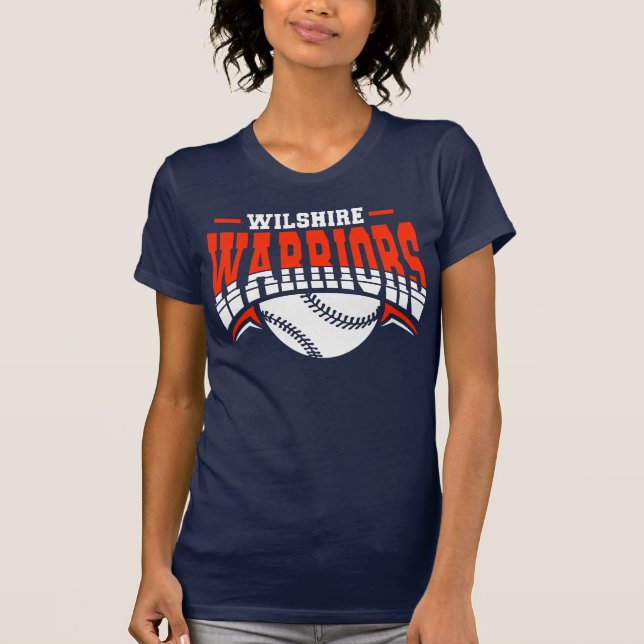 Camiseta Logotipo Branco de Baseball de Guerreiros Wilshire (Frente)