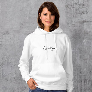 Camiseta Logotipo Brooklyn White Hoodie Simples e Na moda