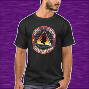 Camiseta Logotipo Circular de Combate a Fogo de Deus Patrió