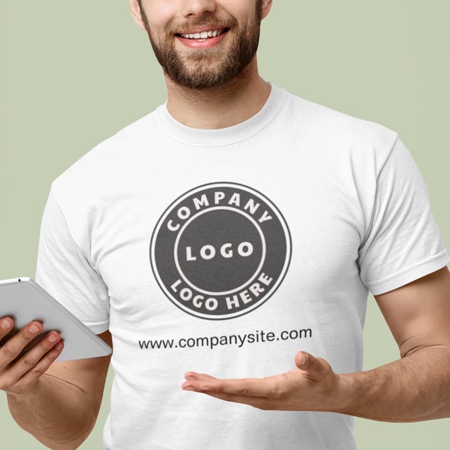 Camiseta Logotipo comercial e personalização do funcionário (Custom Business Logo and Website URL Mens T-Shirt)