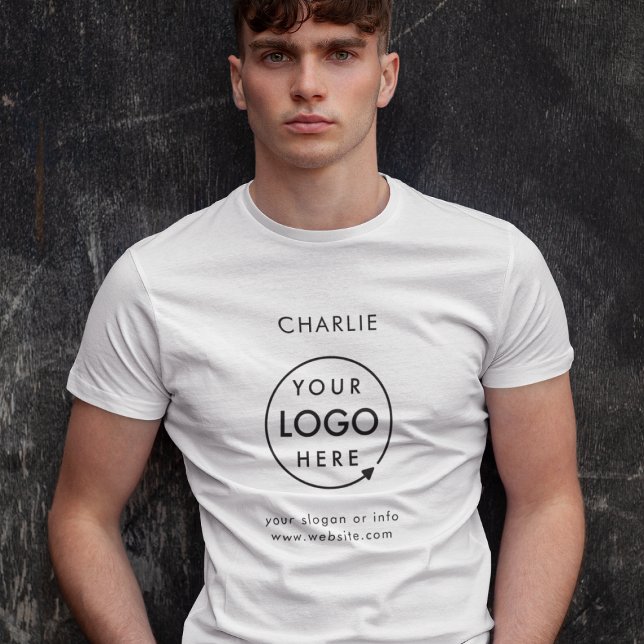 Camiseta Logotipo comercial Nome do Funcionarios para funci (Minimalist company branded t-shirts for your team apparel employee uniforms or promotional swag.)