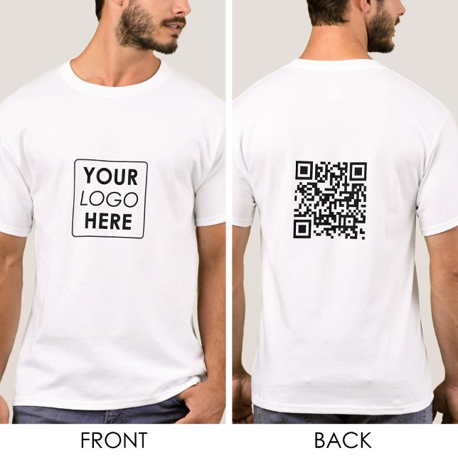 Camiseta Logotipo comercial QR Código moderno de trabalho d (Business Logo QR Code Modern Employee Workwear T-Shirt)