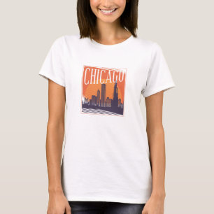 Camiseta Logotipo da Cidade Skyline de Chicago Illinois