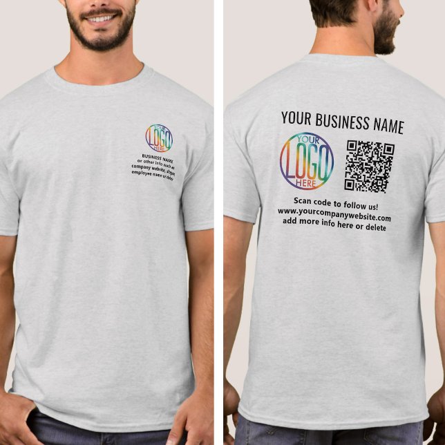 Camiseta Logotipo da Empresa e Código QR Impressos na Frent (Criador carregado)