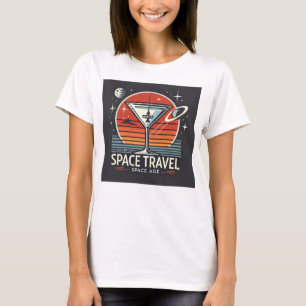 Camiseta Logotipo da Era Espacial de Viagens Espaciais Mart