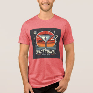 Camiseta Logotipo da Era Espacial de Viagens Espaciais Mart