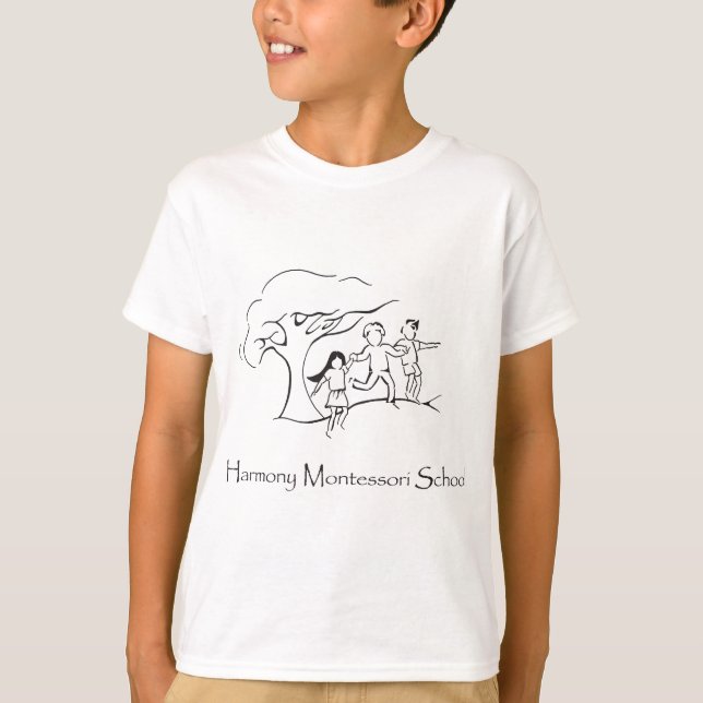Camiseta Logotipo da escola de Montessori da harmonia (Frente)