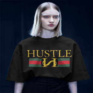 Camiseta Logotipo da Hustle Designer ,Camiseta de malha Hus