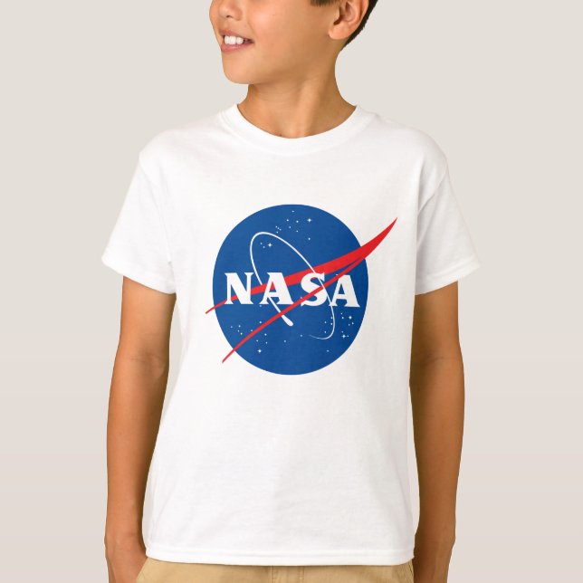 Camiseta Logotipo da NASA Rocket White Cotton Kids" (Frente)
