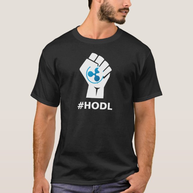 Camiseta Logotipo da ondinha XRP de HODL: Branco (Frente)