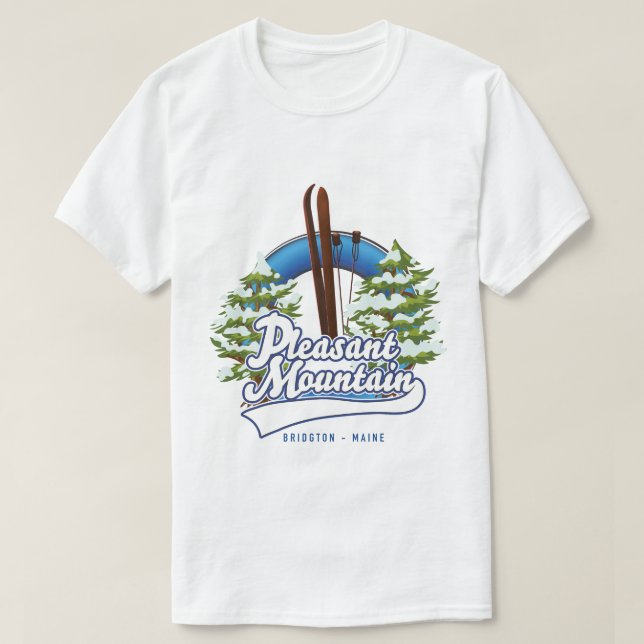 Camiseta logotipo da Pleasant Mountain Ski Bridgton. (Frente do Design)