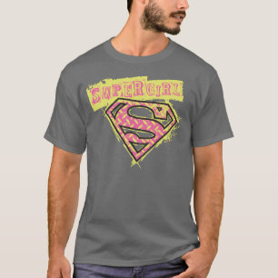 Camiseta Logotipo da Supergirl Grunge rosa