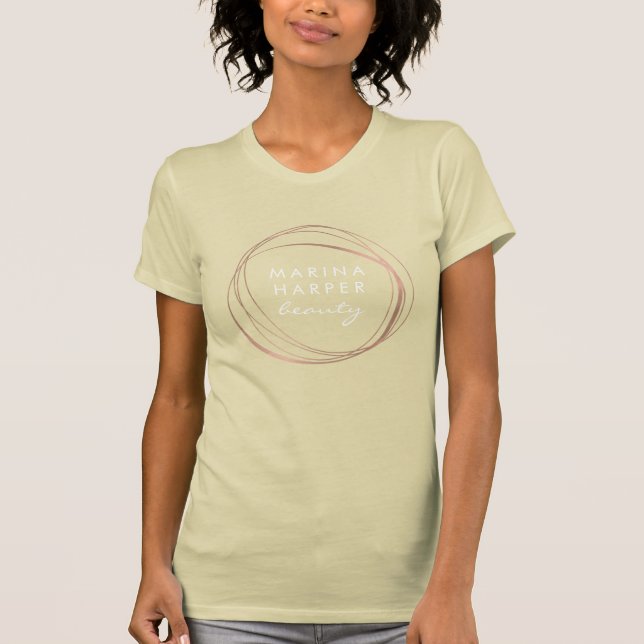 Camiseta Logotipo de Abstrato Dourado Rosa Faux (Frente)