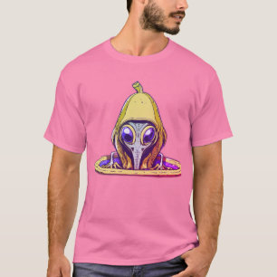 Camiseta Logotipo de Alienígena para alimentação de bananas