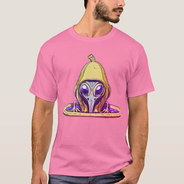 Camiseta Logotipo de Alienígena para alimentação de bananas (Frente)