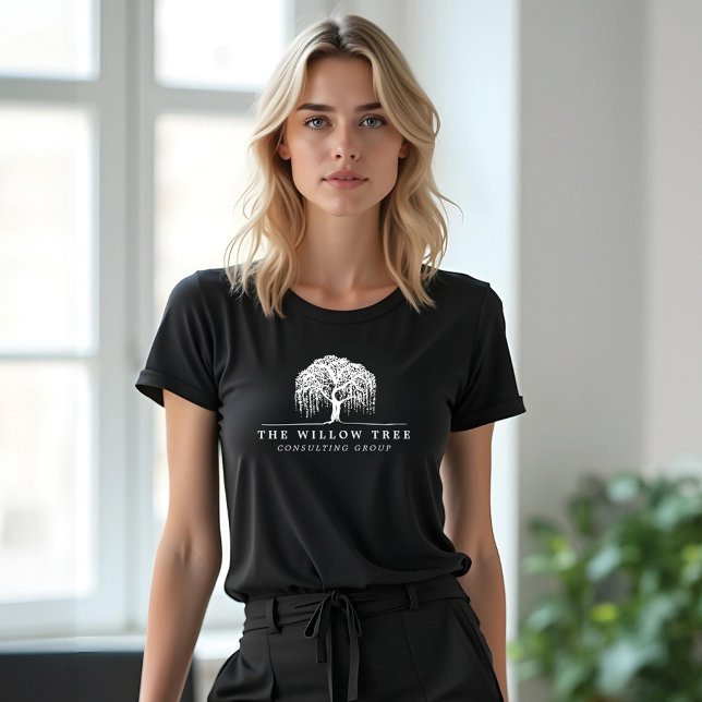 Camiseta Logotipo de Árvore Selvagem Branca Moderna (Modern White Willow Tree Logo Tri-Blend Shirt)