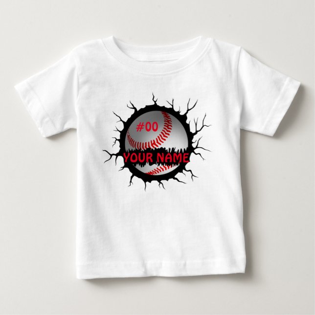 Camiseta Logotipo de Baseball, Nome Personalizado de Baseba (Frente)