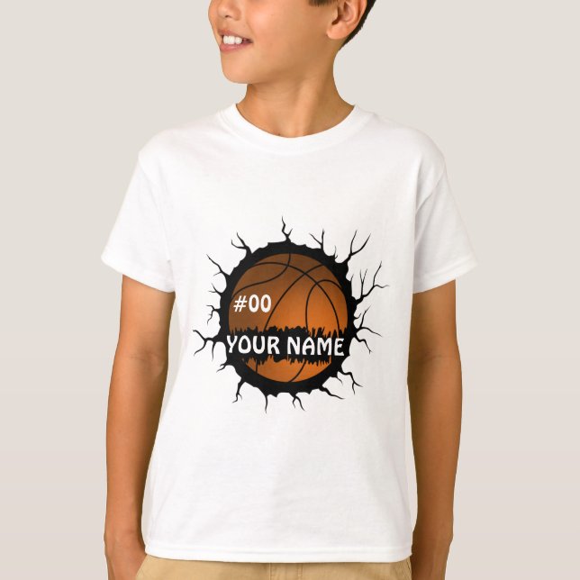 Camiseta Logotipo de basquete, Nome personalizado de basque (Frente)