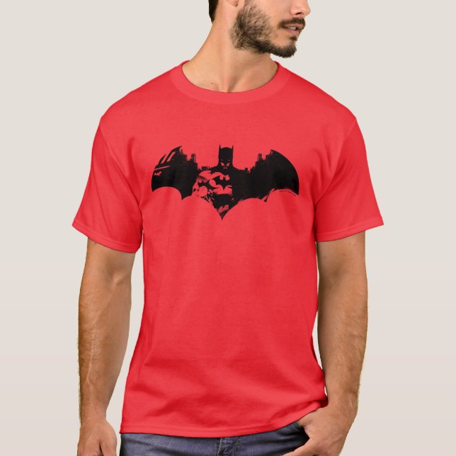 Camiseta Logotipo de Bat Silhouette Batman e Gotham (Frente)